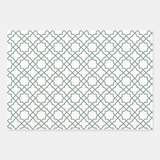 Dusty Green Arabesque Pattern Gift Wrapping Paper (Voorkant)