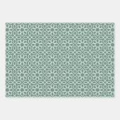 Dusty Green Arabic Geometric Pattern Inpakpapier Vel (Voorkant 2)