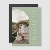 Dusty Green Arch Photo Save the Date Magnetic Kaar (Voorkant / Achterkant)