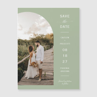 Dusty Green Arch Photo Save the Date Magnetic Kaar