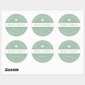 Dusty Green Bird Seed Toss Wedding Favors Ronde Sticker (Vel)
