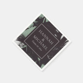 Dusty Green Black Abstract Floral Wedding Servet (Hoek)