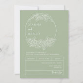 Dusty Green Botanical Line Art Boho QR Code Foto Kaart (Voorkant)