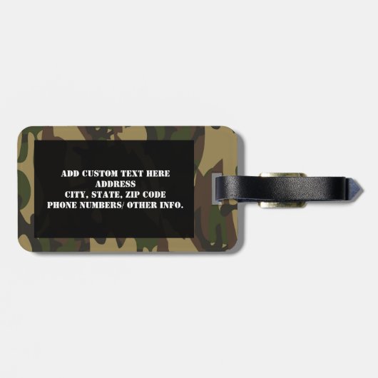 Dusty Green Camo Bagagelabel (Achterkant horizontaal)