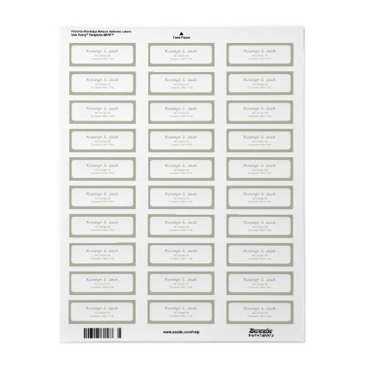 Dusty Green Casual Handschrift Adresetiketten Etiket (Full Sheet)