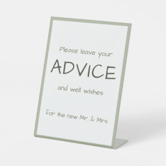 Dusty Green Casual Handschrift Advies & Wensen Reclamebord Met Voetstuk