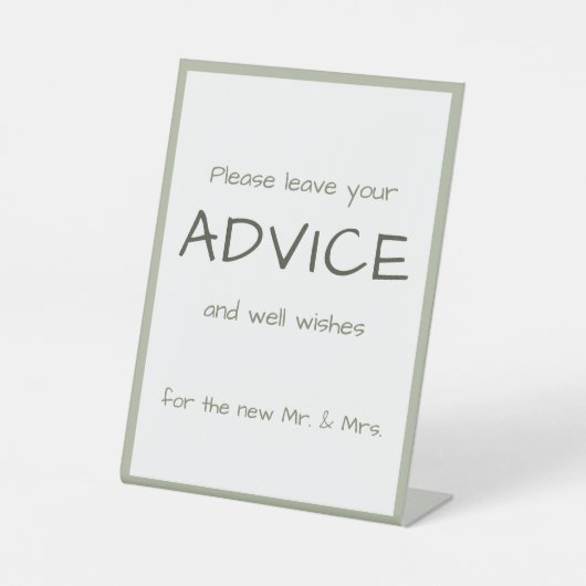 Dusty Green Casual Handschrift Advies & Wensen Reclamebord Met Voetstuk (Voorkant)