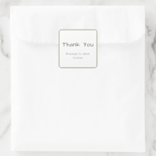 Dusty Green Casual Handschrift Bedankt Favoriet Vierkante Sticker