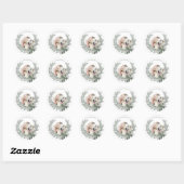 Dusty Green Christmas Wreath Foto Ronde Sticker (Vel)