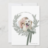 Dusty Green Christmas Wreath Minimale foto Feestdagenkaart (Voorkant)