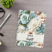 Dusty green cream florals naam script planner
