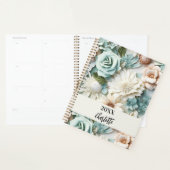 Dusty green cream florals naam script planner (Display)