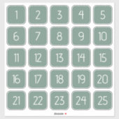 Dusty Green Customizable Square Number Stickers (Vel)
