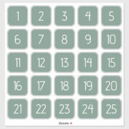 Dusty Green Customizable Square Number Stickers