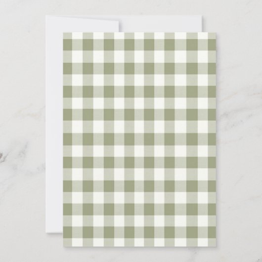 Dusty Green en Gingham Floral doopuitnodiging Kaart (Achterkant)