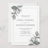 Dusty Green Eucalyptus All in One Elegant Wedding Kaart (Voorkant)