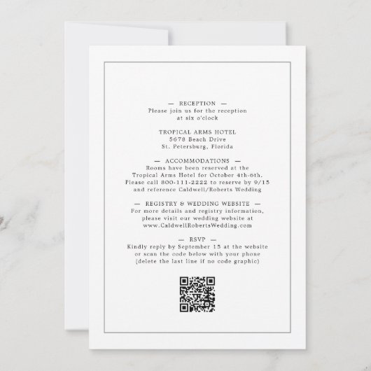 Dusty Green Eucalyptus All in One Elegant Wedding Kaart (Achterkant)