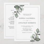 Dusty Green Eucalyptus All in One Elegant Wedding Kaart (Voorkant / Achterkant)