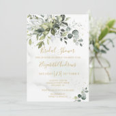 Dusty Green Eucalyptus Bridal Shower Invitation Kaart (Staand voorkant)
