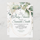 Dusty Green Eucalyptus Greenery Baby shower Kaart (Voorkant / Achterkant)