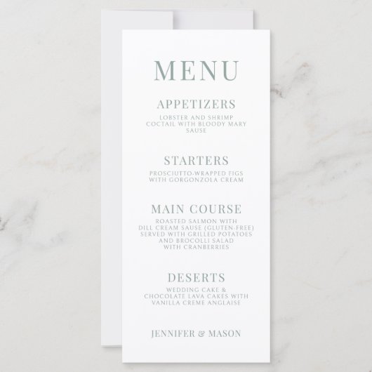 Dusty Green Eucalyptus Greenery Wedding Menu (Voorkant)