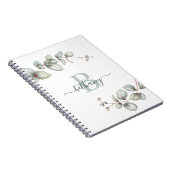 Dusty Green Eucalyptus Personalized Monogram Notitieboek (Rechterzijde)