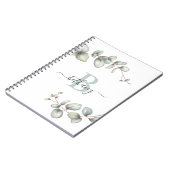 Dusty Green Eucalyptus Personalized Monogram Notitieboek (Linkerzijde)