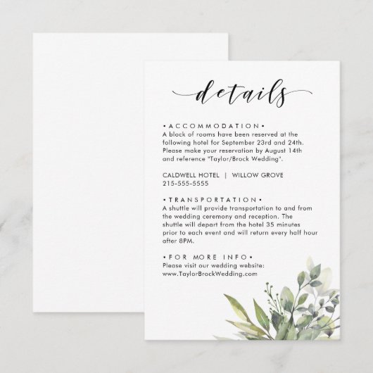 Dusty Green Eucalytus Informatiekaartje (Voorkant / Achterkant)