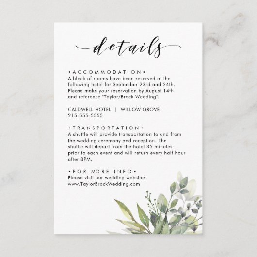 Dusty Green Eucalytus Informatiekaartje (Voorkant)