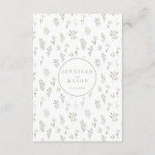 Dusty Green Floral Garden Wedding Details Kaart (Achterkant)