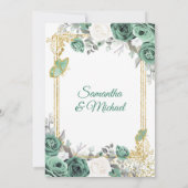 Dusty Green Floral Gold 50th Wedding Jubileum Kaart (Achterkant)