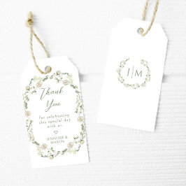 Dusty Green Floral Wreath Summer Wedding Bedankt Cadeaulabel