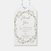 Dusty Green Floral Wreath Summer Wedding Bedankt Cadeaulabel (Voorkant)