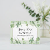 Dusty Green Geometric Arch Wedding Save the Date Briefkaart (Staand voorkant)