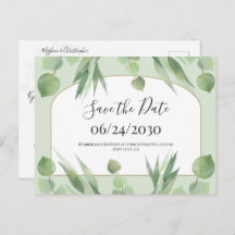 Dusty Green Geometric Arch Wedding Save the Date