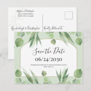 Dusty Green Geometric Arch Wedding Save the Date Briefkaart