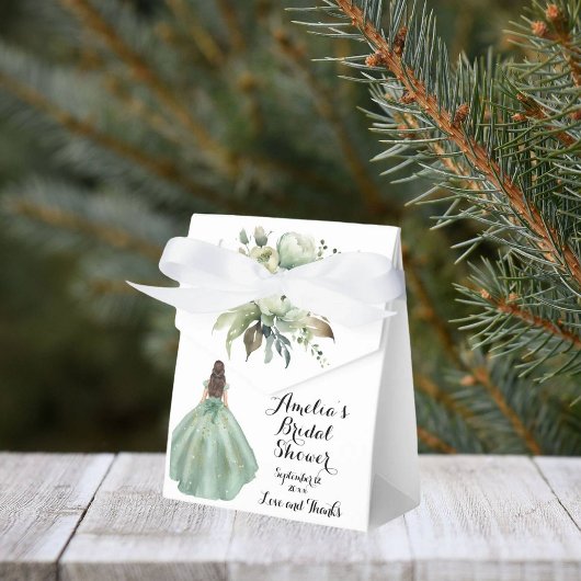 Dusty Green Gold Glitter Jurk Vrijgezellenfeest Bedankdoosjes