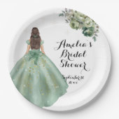 Dusty Green Gold Glitter Jurk Vrijgezellenfeest Papieren Bordje (Voorkant)