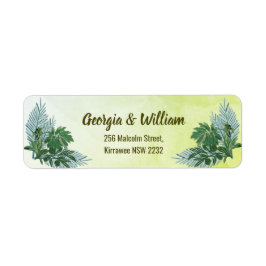 Dusty Green Greenery Rustic Wedding Return Address Etiket