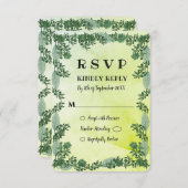 Dusty Green Greenery Rustic Wedding RSVP-kaart Kaart (Voorkant / Achterkant)
