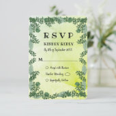 Dusty Green Greenery Rustic Wedding RSVP-kaart Kaart (Staand voorkant)
