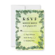 Dusty Green Greenery Rustic Wedding RSVP-kaart