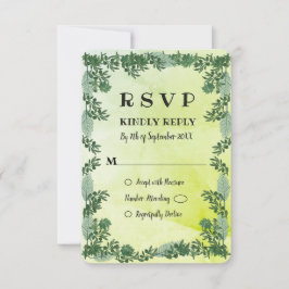 Dusty Green Greenery Rustic Wedding RSVP-kaart Kaart