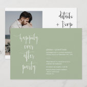 Dusty Green Happily Ever After QR-code foto Kaart (Voorkant / Achterkant)