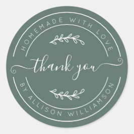 Dusty Green Homemade Thank You Label
