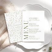 Dusty Green Meadow Flowers Bruiloft Menu Kaarten