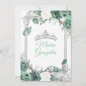 Dusty Green Mexican Charra Mis Quince Butterfly Kaart (Achterkant)