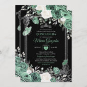 Dusty Green Mexican Charra Mis Quince Butterfly Kaart (Voorkant / Achterkant)