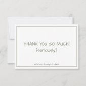 Dusty Green Minimalist Modern - Hartelijk dank - K Bedankkaart (Voorkant)