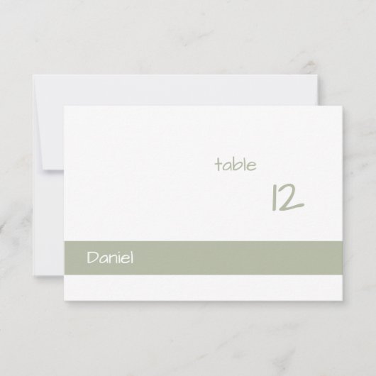 Dusty Green Minimalist Modern Place Card (Voorkant)